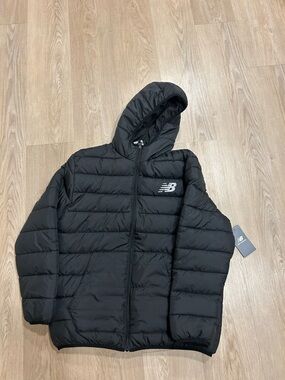 New Balance Black Quilted Hooded Jacket